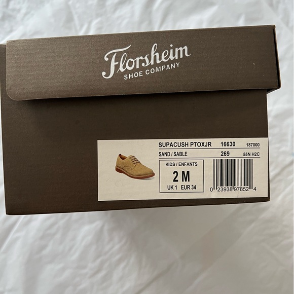 BNWT Florsheim Boys Tan Suede Dress Shoes sz 2Y with box Supacush - Picture 8 of 10